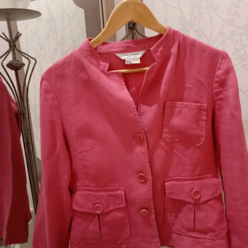 Zara women's jacket used, pink linen, unlined, size M