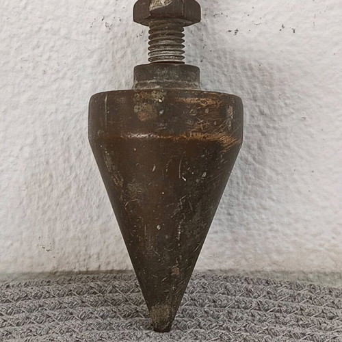 Brass solid construction plumb bob used, 12 cm, 1960s