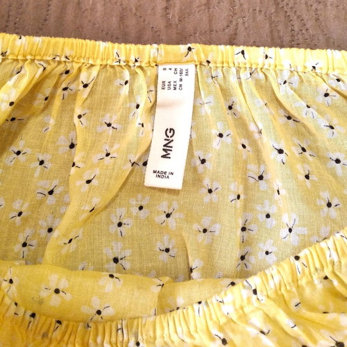 Mango women's set with beige pants and yellow top