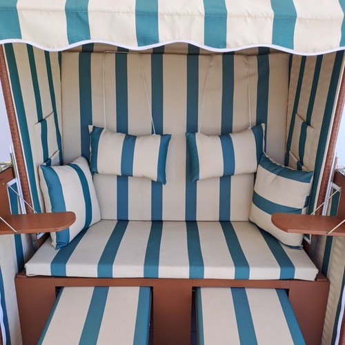 2-Seater German Style Beach Chair Strandkorb like new with cushions and canopy