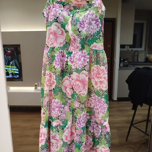 Summer dress floral print like new, green and purple, size M