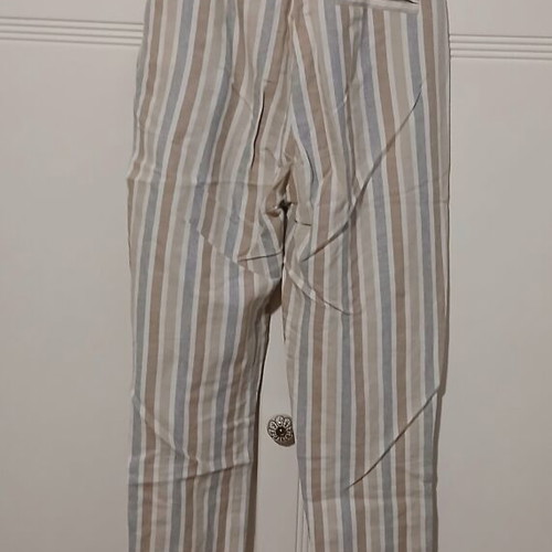 Attrattivo linen high-waisted pants used, beige, summer style