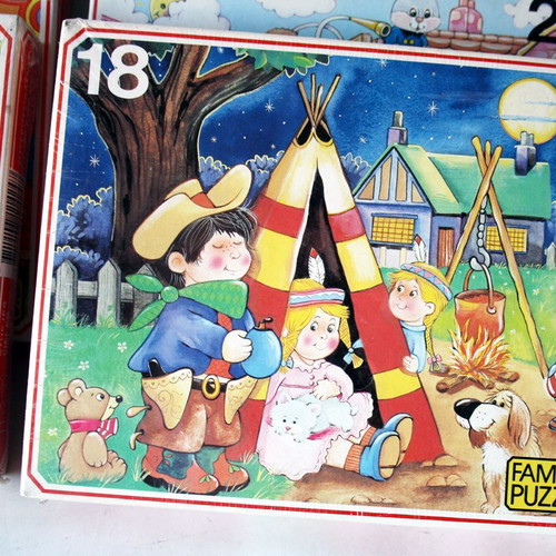 Vintage 80's Kitty Puppy Kids Sarah Kay Fame puzzles sealed, pack of 6