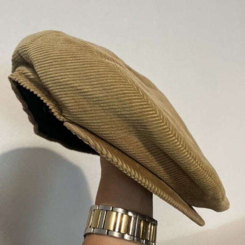 Italian corduroy beret like new, beige and brown