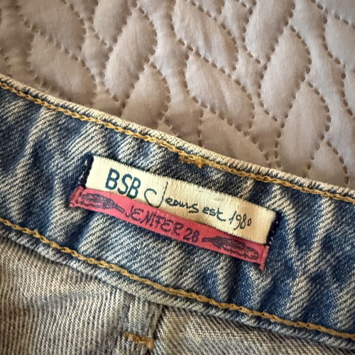 BSB denim shorts size 28 with studs, like new, dip-dye blue and beige