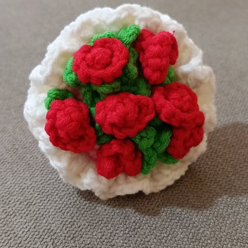Crocheted bouquet handmade with flowers