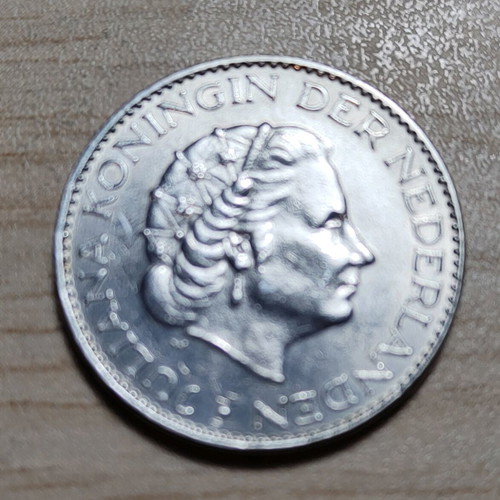 Netherlands 1 gulden 1956 coin used, silver