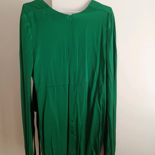 Silk dress Celia Kritharioti 5226 green like new, long-sleeve