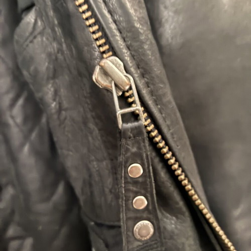 Chevignon leather bomber jacket, size XL, black