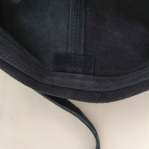 Zara leather suede crossbody bag used, blue raf color