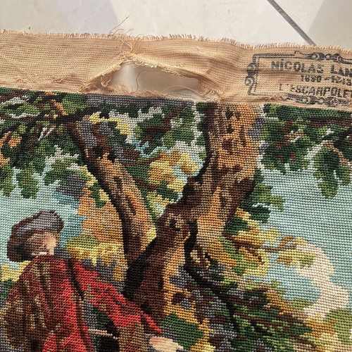 Handmade textile painting used with embroidery