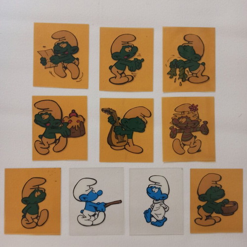 Smurfs transparent plastic cards pack of 10 used, 1980s