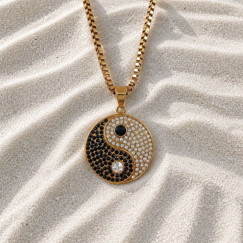 Pendant with Venetian chain made of stainless steel and crystals new