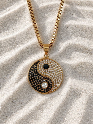 Pendant with Venetian chain made of stainless steel and crystals new