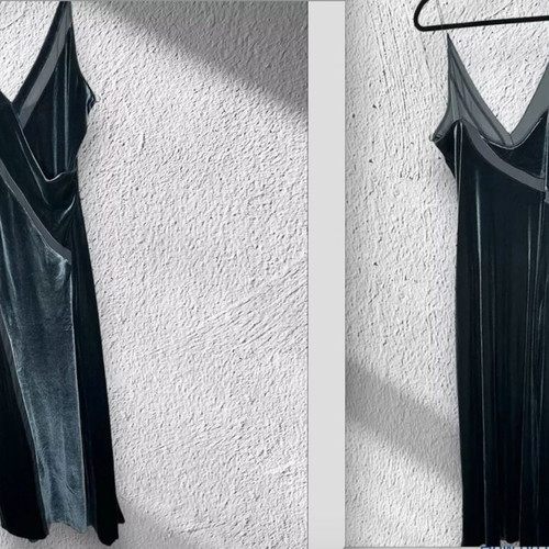 Free People velvet maxi dress new, grey with front slit size XS