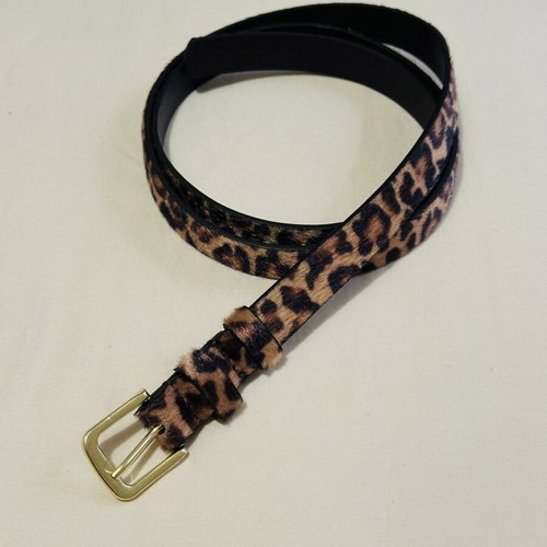 H&M Leopard Pony Hair Belt New Adjustable 80-90cm Brown Gold
