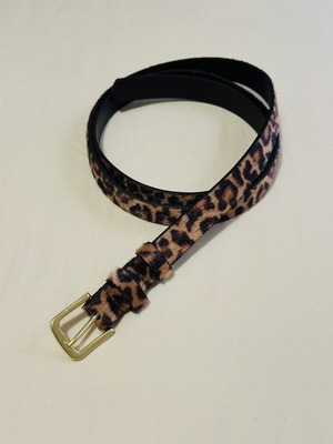 H&M Leopard Pony Hair Belt New Adjustable 80-90cm Brown Gold