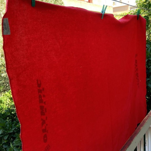Woolen Olympic Airways Vintage Blanket used, 110x150 cm