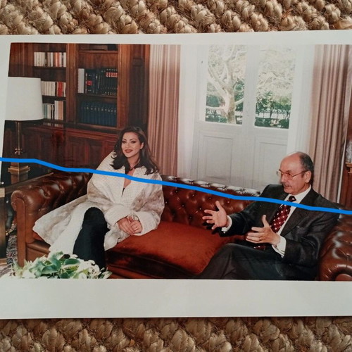 Rare Large Authentic Photo Miss World Irene Skliva and President Kostis Stefanopoulos