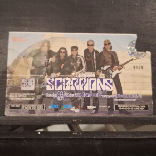 Scorpions concert ticket used from 2004 Rockwave Festival