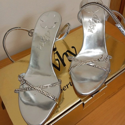 Alberto Venturini Why silver strass sandal like new, 7cm heel