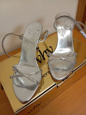 Alberto Venturini Why silver strass sandal like new, 7cm heel