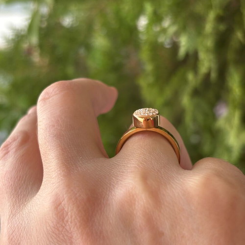 Folli Follie ring with zircon in rose gold color, like new