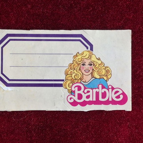 Barbie school notebook label like new, rare 80s collectible