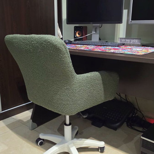 Office chair new, boucle fabric and metal