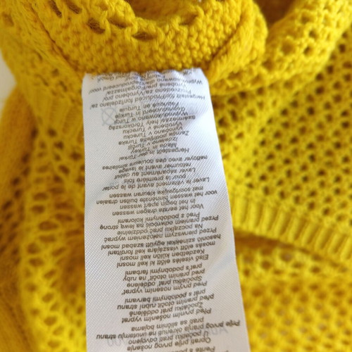 Janina women's yellow openwork pullover sweater, size L