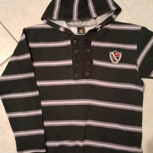 Two men's sweaters used, Range cotton striped and Block jeans fleece