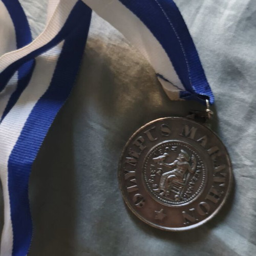 Olympus Marathon medal used, 3rd finish