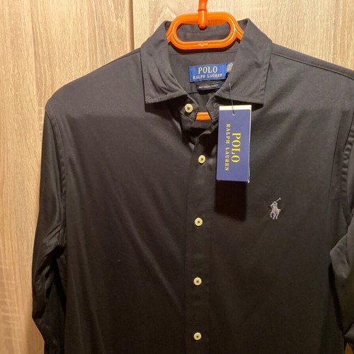 Polo Ralph Lauren black slim fit long sleeve shirt new, medium