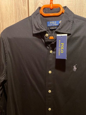 Polo Ralph Lauren black slim fit long sleeve shirt new, medium