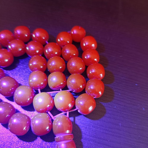 Mastic Worry Beads with Pine Scent, 33 Beads, Metal Tassel