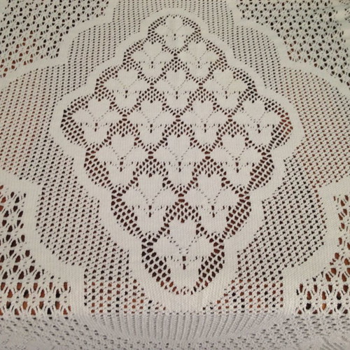 Knitted decorative blanket used, white, 200x190 cm