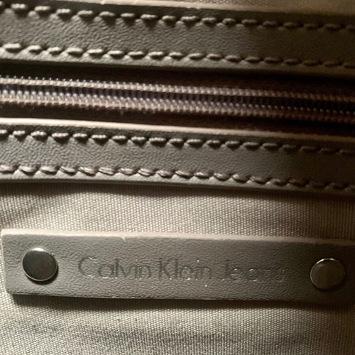 Calvin Klein crossbody bag used, gray and beige