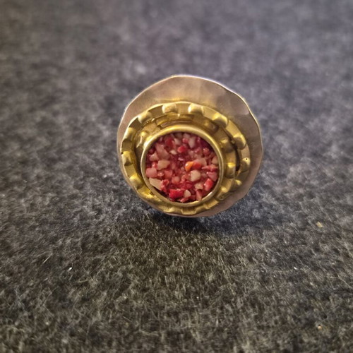 Oversized handmade ring with silver and gold colors, new