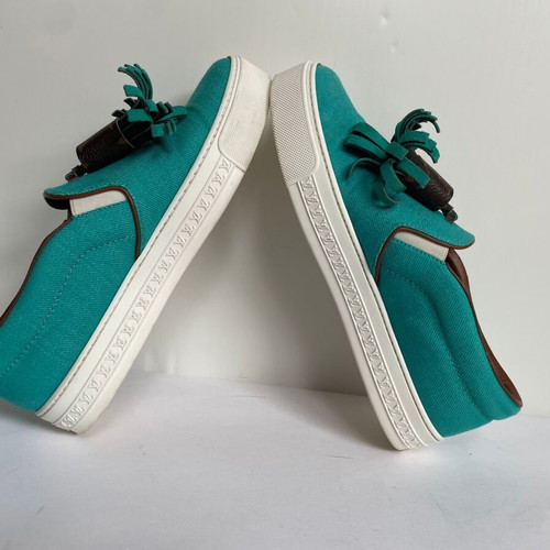 Louis Vuitton Slip On shoes used, turquoise, size 36.5