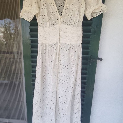 Zara white long kipour dress XS like new with slip dress