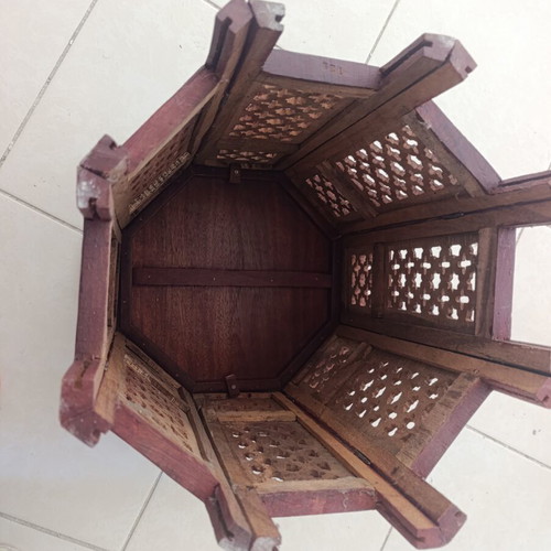 Handmade Indian Sheesham wood and brass side table
