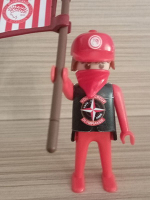 Playmobil Olympiacos Fan Figure like new with team flag