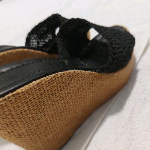 Platform sandals with knitted band black, comfortable, size 40