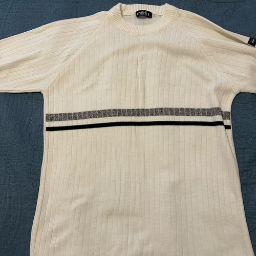 PERI vintage ribbed knit sweater like new, cream and black stripes, size L