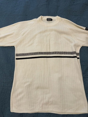 PERI vintage ribbed knit sweater like new, cream and black stripes, size L