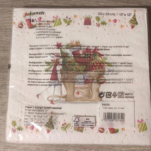Christmas napkins new, pack of 16, 33x33 cm
