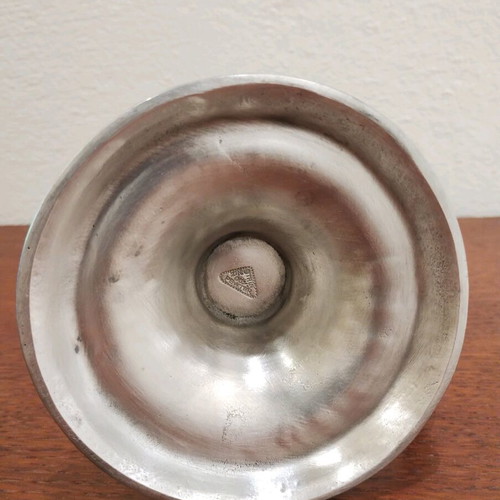 Candlestick with wick new, pewter and glass decorative