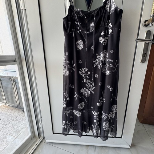 Sinsay Summer Dress Black and White with Floral Print New XXL