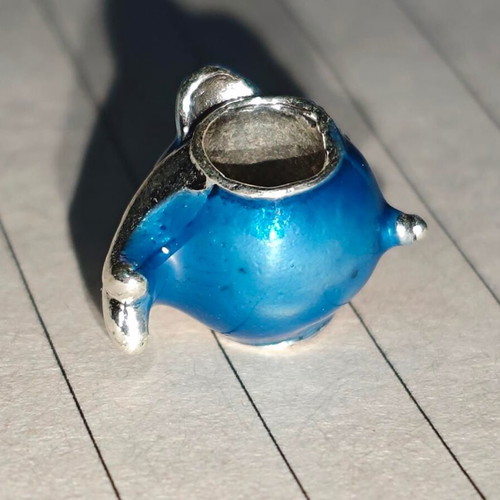 Silver charm whale orca with blue enamel like new