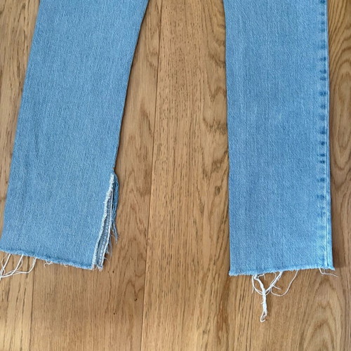 Zara jeans like new, blue faded with slit, size 34
